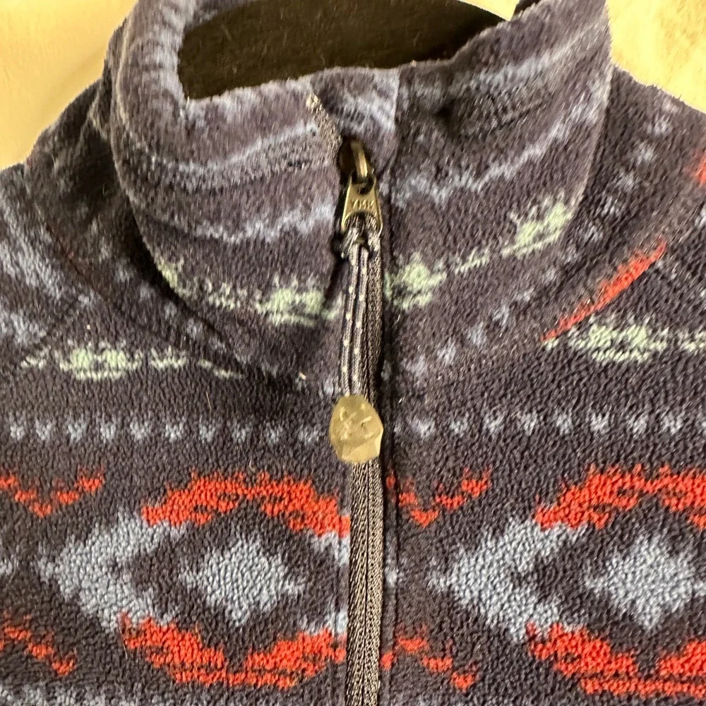 EDDIE BAUER Small Womens Fleece Quarter Zip Pullover Southwestern Geometric Blue